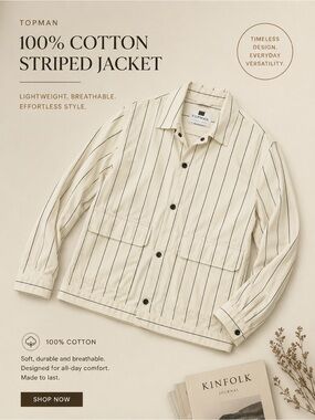 Topman Cream Jacket with Black Pinstripes